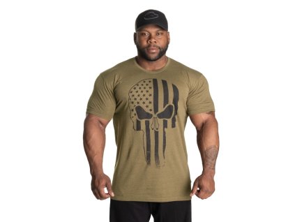 Gasp SKULL STANDARD TEE ARMY GREEN MELANGE – tričko Gasp army zelené
