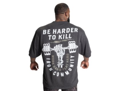 Gasp HARDER TO KILL IRON TEE DARK GREY MELANGE  – tričko Gasp tmavě šedé
