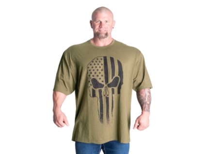 Gasp SKULL DIVISION IRON TEE ARMY GREEN MELANGE – tričko Gasp army zelené