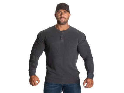 FitnessHouse.cz - pánské volnočasové tričko pro kulturisty Gasp THERMAL HENLEY WASHED ANTHRACITE no. 220998-958.1