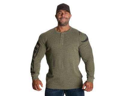 FitnessHouse.cz - pánské volnočasové tričko pro kulturisty Gasp THERMAL HENLEY WASHED GREEN no. 220998-664.1