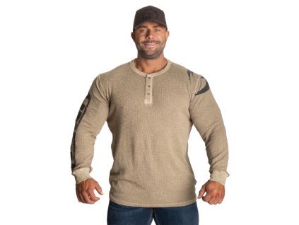 FitnessHouse.cz - pánské volnočasové tričko pro kulturisty Gasp THERMAL HENLEY WASHED DESERT no. 220998-700.1