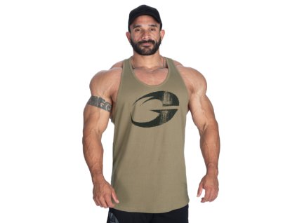 FitnessHouse.cz - pánské fitness sportovní tílko Gasp Rib essential t-back washed green, zelené, no. 221103-664.1