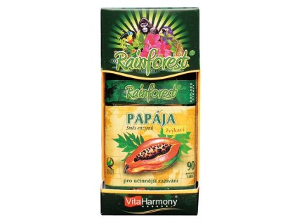 RainForest® Papája, směs enzymů 45 mg - 90 cumlavých tbl.