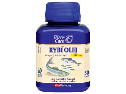 BLUE CARE Rybí olej 1000 mg - Omega 3 EPA + DHA - 50 tob.