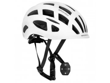 Cyklistická přilba s LED blikačkou a blinkry Pointer Pro, 55-58 cm - bílá