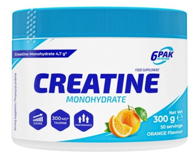 6Pak Nutrition Creatine Monohydrate + taurin 300 g Příchuť: Jablko