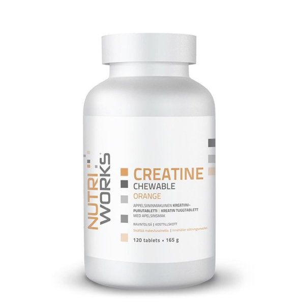 NutriWorks Creatine Chewable 120 žvýkacích tablet - pomeranč