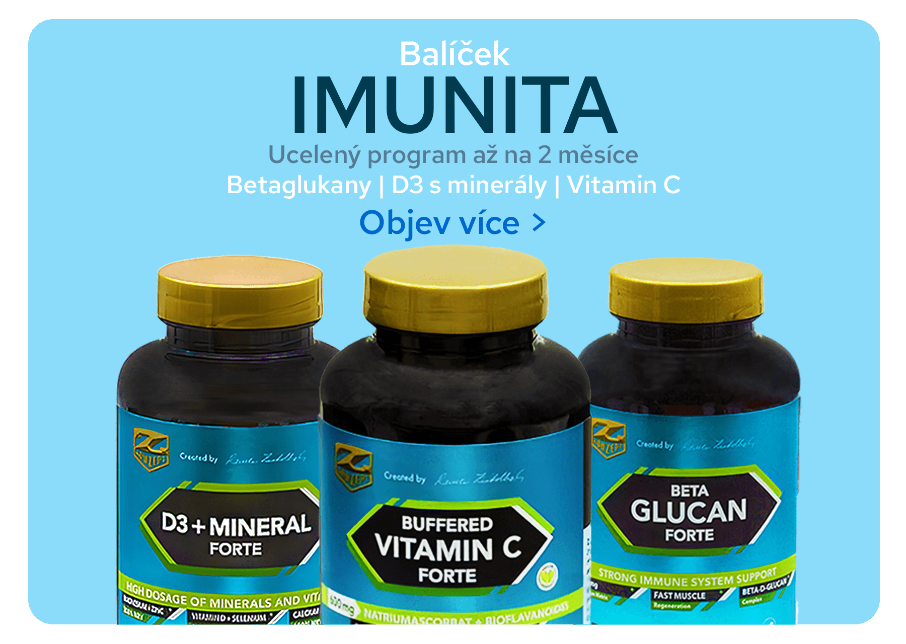 Balíček IMUNITA na 2 měsíce Betaglukan + vitamin D3 + vitamín C