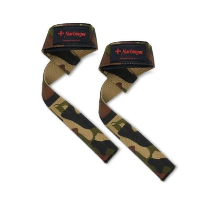 27608 harbinger trhacky padded cotton lifting straps camo