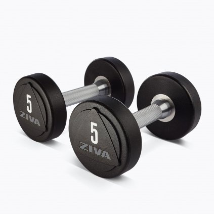Jednoručná činka ZIVA s uretánovou úpravou do fitness centra alebo posilňovne