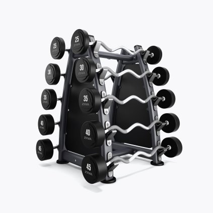 Set obouručních EZ činek na biceps s uretanovou povrchovou úpravou vhodný do fitness centra