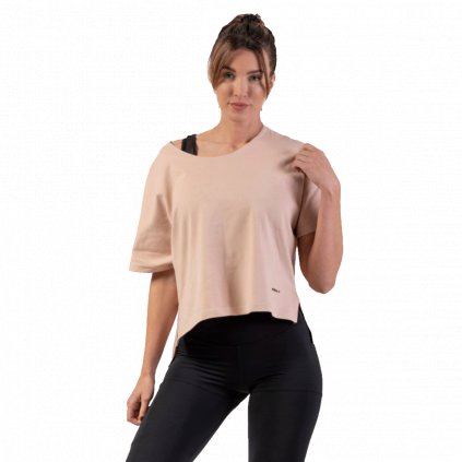 NEBBIA Dámské volné crop tričko "The Minimalist" 417, Salmon