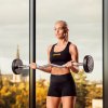 Obouruční EZ činka na biceps a triceps s uretanovou povrchovou úpravou vhodná do fitness centra