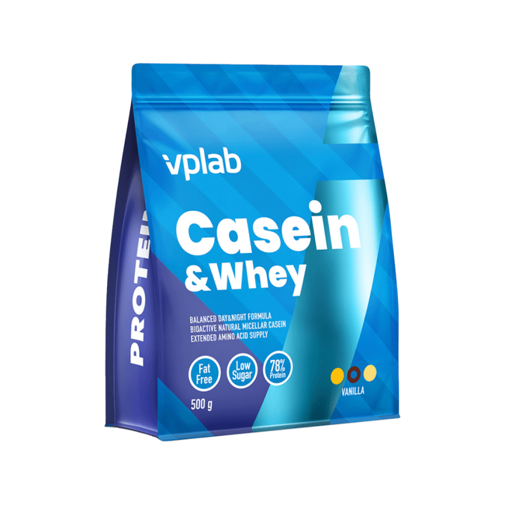 VPLab Casein & Whey – nočný a denný proteín, 500 g