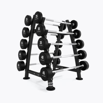 Set obojručných činiek s uretánovou povrchovou úpravou vhodný do fitness centra