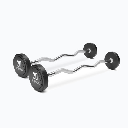 Set obojručných EZ činiek na biceps s uretánovou povrchovou úpravou vhodný do fitness centra