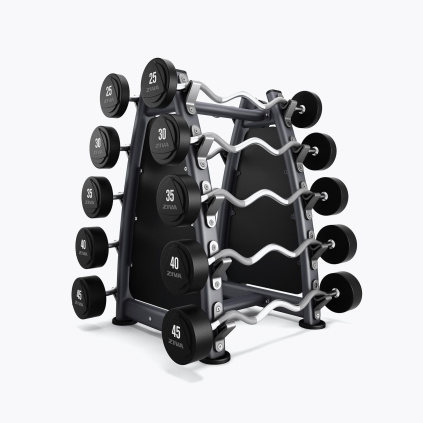 Set obojručných EZ činiek na biceps s uretánovou povrchovou úpravou vhodný do fitness centra