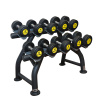 Jednoručné činky s uretánovou povrchovou úpravou vhodné do fitness centra.