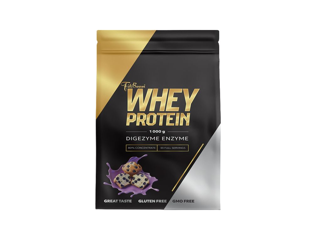 FitBoom Whey Protein - 1000 g Příchuť: Blueberry Muffin