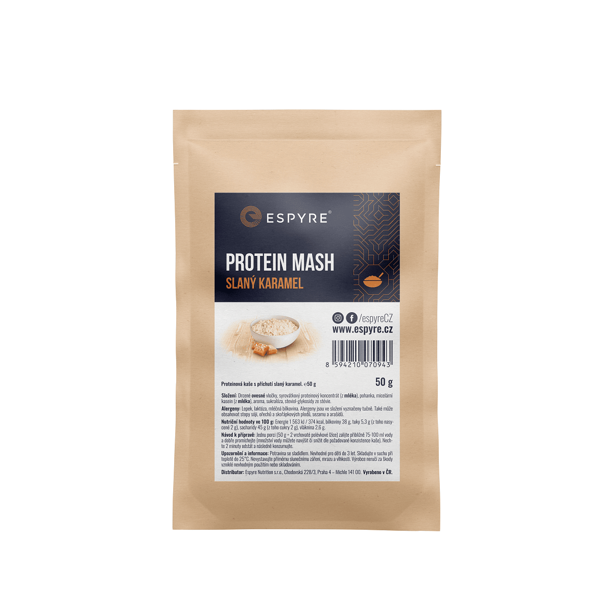 Espyre Proteinová kaše 50 g vzorek Příchuť: Slaný karamel