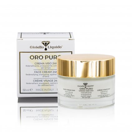 Krém na obličej "ORO PURO " 24h 50ml  Okamžitý lifting, rozjasnění pleti, s polypeptidy, tvorba nového kolagenu a elastinu