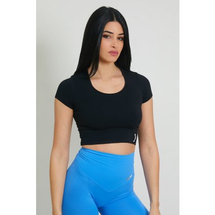 Bolerko FGM04 crop top Emana® černé  Dámské sportovní funkční tričko