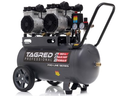 Професионален безмаслен компресор, 10 BAR 50L, 4-цилиндров редови, мощен и тих