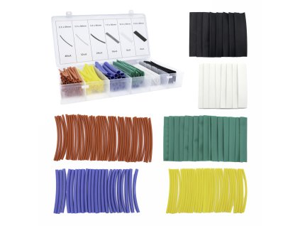 Термоуслужващи тръбички, комплект 128 бр., 6 цвята