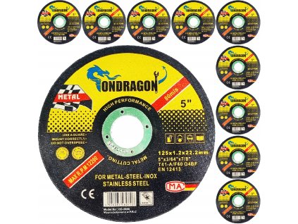 Sada 10 ks řezných kotoučů na kov INOX 125 x 1,0 x 22,2 mm1