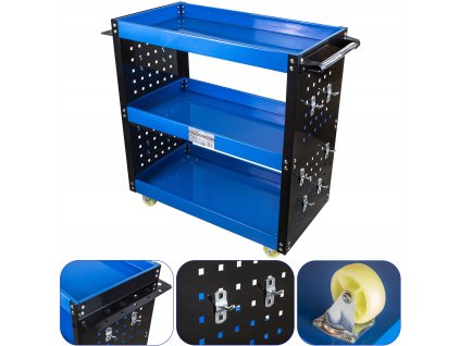 Dílenský vozík na nářadí se stěnami a háčky, 3 police1