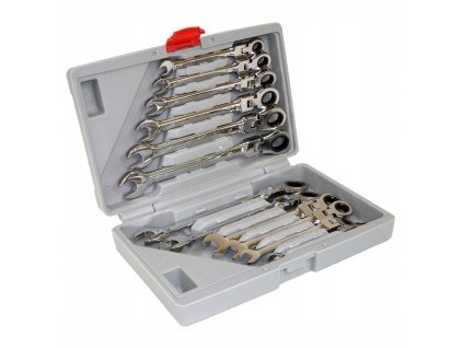 Sada plochých očkoplochých klíčů s ráčnou CrV 12 ks1