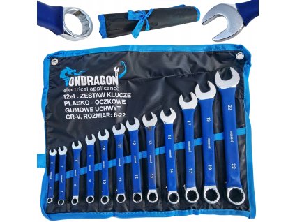 Sada 12 očkoplochých klíčů 6 22 mm s gumovou rukojetí a etui1