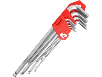 Комплект шестограми ключове с топче, 9 части, дълги, Verke V35505