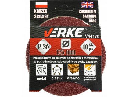 Шлифовъчен диск 125 мм P36 10 бр VERKE V44170
