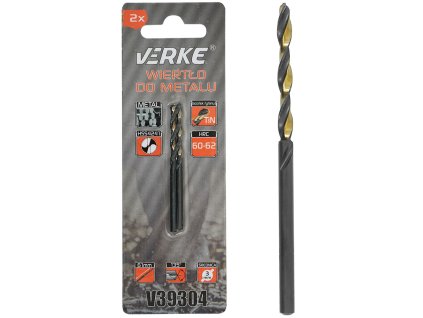 Свредло за метал HSS с титаново покритие 3 мм - 2 бр. VERKE V39304