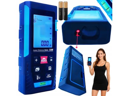 DALMIERZ LASEROWY MIERNIK ODLEGLOSCI CYFROWY 50M poziomica KATOMIERZ