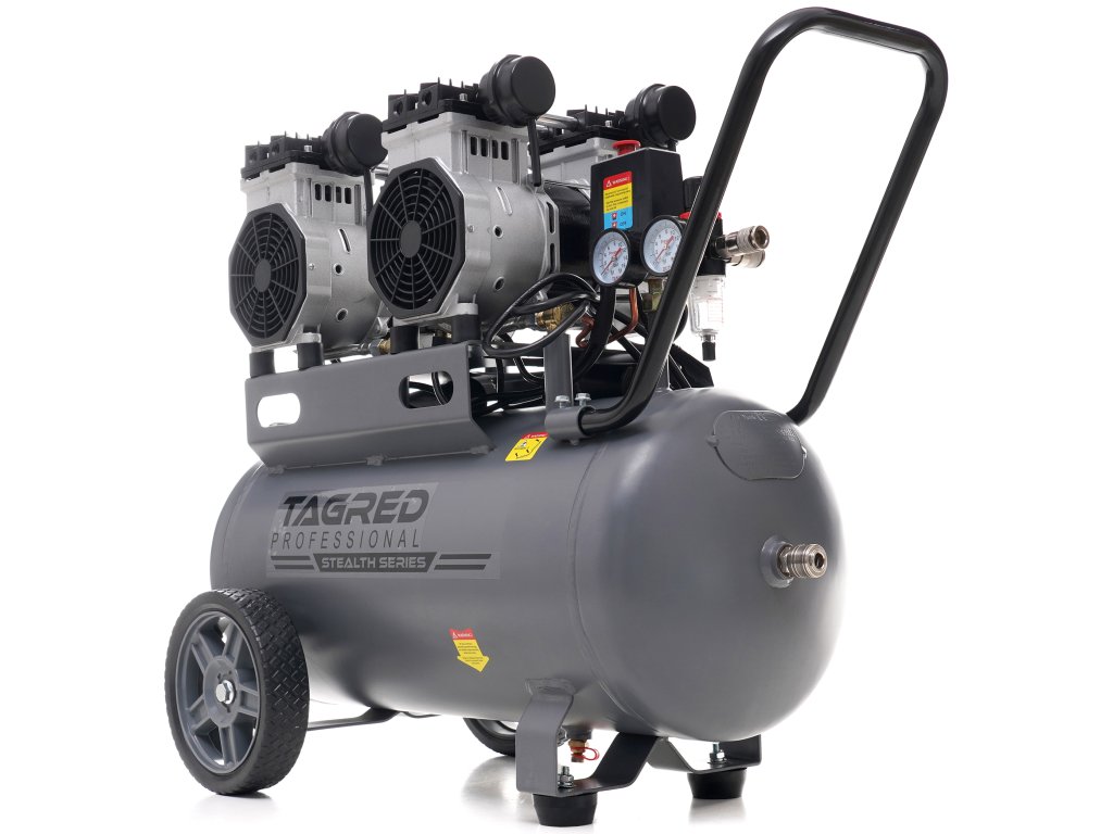 Bezolový kompresor TAGRED 3000W, dvoupístový, 50L, 4 válce řadové, 10 BAR
