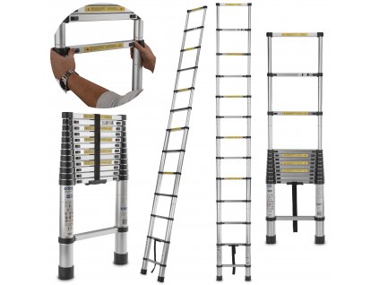 Teleskopický hliníkový žebřík 3,8m 150kg G02445