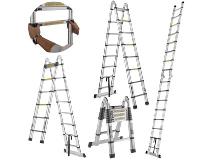 Teleskopický hliníkový kloubový žebřík 5m 150kg G02449