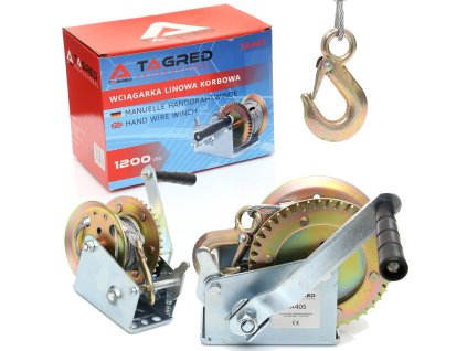 Naviják s klikou, lanový ruční naviják 545 kg 1200lbs, lano 10m