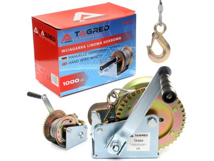 Naviják na kliku, lanový, ruční, 453 kg, 1000 lbs, lano 10 m