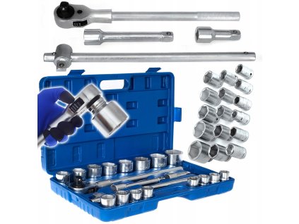 Sada šestihranných nástrčných klíčů 3/4" kovaných CRV 21 ks pro nákladní auta, ráčna, velké nástavce