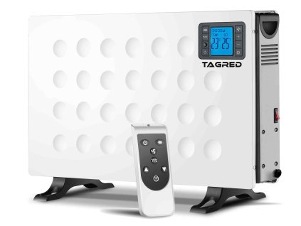 Elektrický konvektorový ohřívač 2000W, dálkové ovládání, LCD časovač, bílý