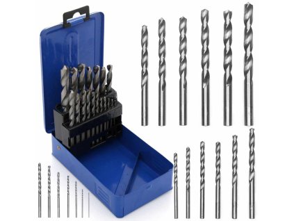 Vrtáky do kovu, válcový vrták HSS 1-10 mm, sada 19 ks