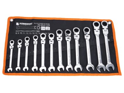 Očkoploché klíče s ráčnou, ohýbatelné 8-19 mm, sada 12 ks PM-KPLO-12TP