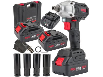 Aku rázový utahovák na kola 20V 4Ah 380Nm RED TECHNIC RTAKU0026