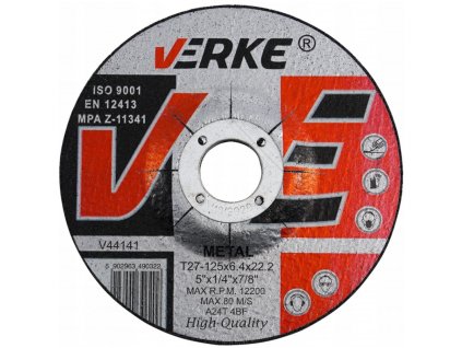 Brusný kotouč na kov 125x6,4x22,2 VERKE V44141
