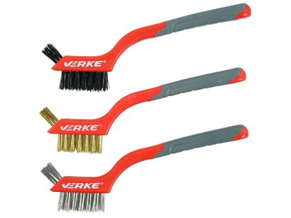 Sada drátěných kartáčů, ocel, mosaz, nylon, 3 ks, Verke V05285
