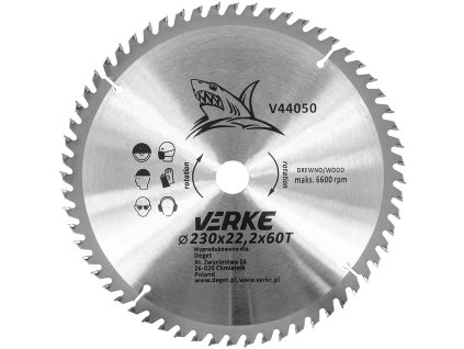 Pilový kotouč s vidiovými zuby 230mm x 22,2mm x 60T VERKE V44050